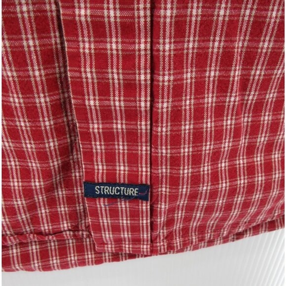 VINTAGE Structure Shirt XL Button Down Oxford Plaid Pocket Twill 90s Y2K - Picture 4 of 10